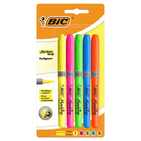 BIC ASSORTED HIGHLIGHTERS X 5 (504776)